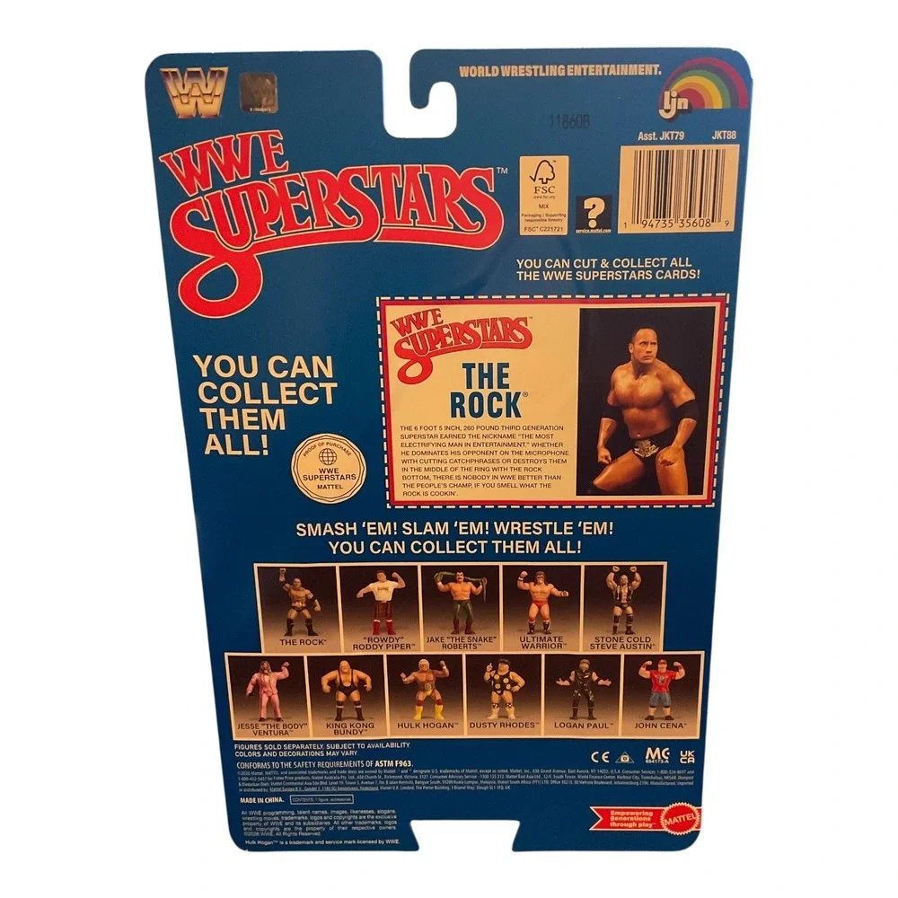 WWE Superstars The Rock Action Figure Mattel LJN Style Wrestling Toy with Poster